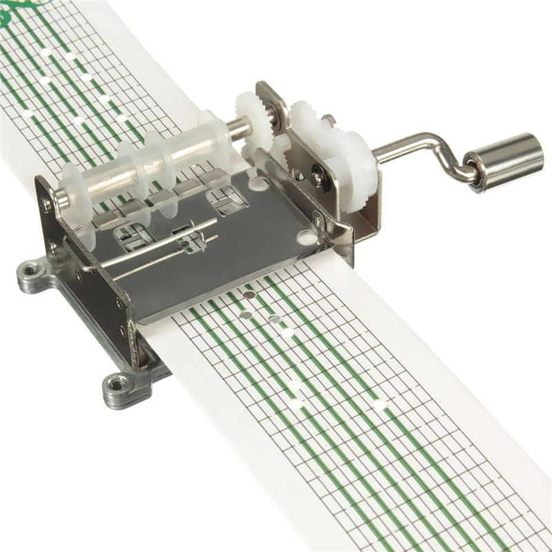 DIY Compose Music Spectrum Hand Crank Operated Punched Tune Paper Tape Music Box Movement + Hole Puncher + 20 Note Paper Strips