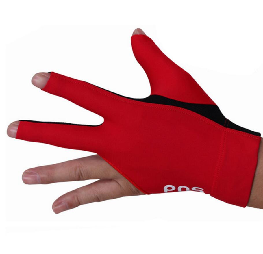 PNS – gants de billard professionnels et durables, accessoire de billard, de billard, de Snooker, de droitier et de gaucher, à trois doigts: Red Left