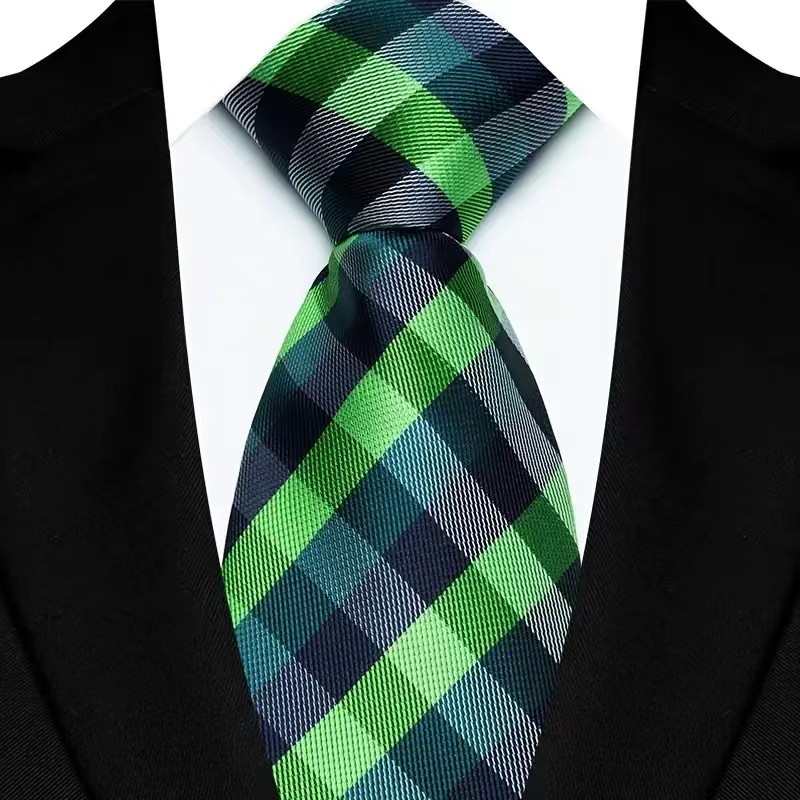 Cravate de luxe pour hommes, 8CM, rayures de couleur verte, motif Floral, solide, pour marié, tissée en Jacquard, pour fête d'affaires et de mariage