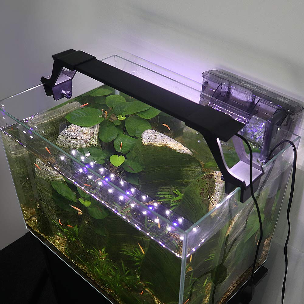 Super Bright LED Aquarium Light Double Bracket Blue and White Light Fish Tank Lamp Light with Extendable Bracket 36LEDs D30