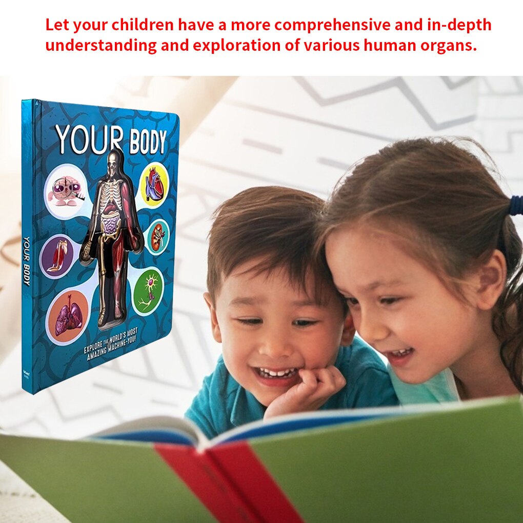 3D Foto Menselijk Lichaam Structuur Boek Anatomie Wetenschap Lezen Stickers Kid Vroege Educatief Cognitieve Ontwikkeling Doek Boek Speelgoed