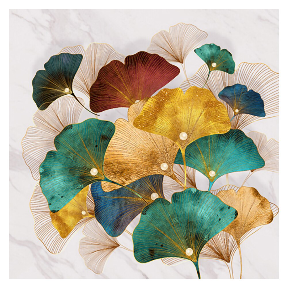 Ginkgo Blad Kruissteek Stilleven Serie Kit Ecologische Katoenen Draad 11CT Gedrukt Borduurwerk Diy Decoratie 60x60cm: F 50X50cm