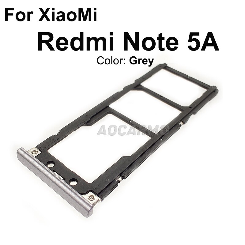 Aocarmo Für XiaoMi Redmi Hinweis 5 5A Metall Kunststoff Nano Sim Karte Tablett MicroSD Slot Halfter Ersatz Teil: Hinweis 5A -- grau