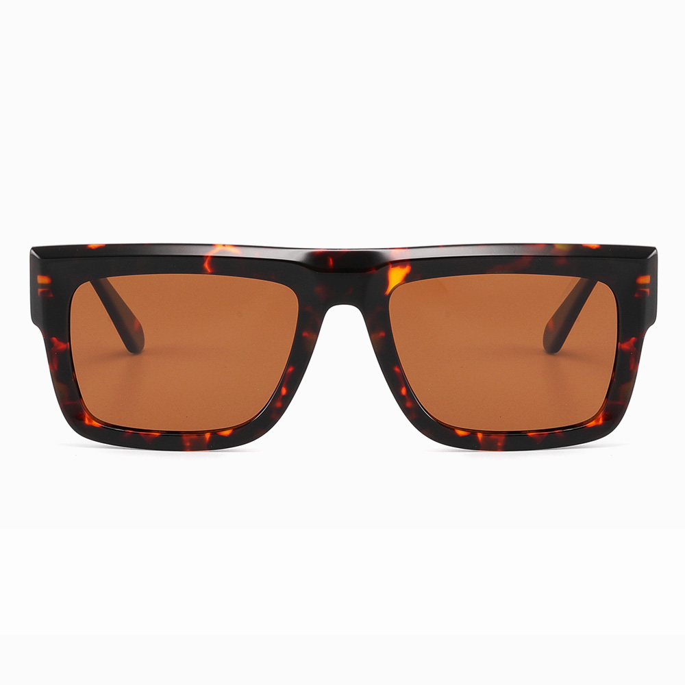 Retro Dicke Rechteck Sonnenbrille für Männer Acetat Brillen Rahmen Coole Sonnenbrille Nicht verschreibungspflichtige Klare Linse Spektakel: Brown