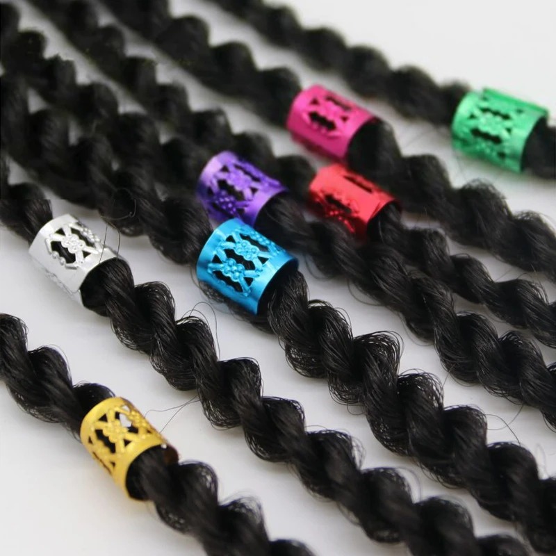 100 Uds. Anillos para el cabello para rastas, Clip ajustable para puños, trenzas para el cabello, joyería para el cabello Loc para trenzas, horquilla, accesorios para el cabello para niña