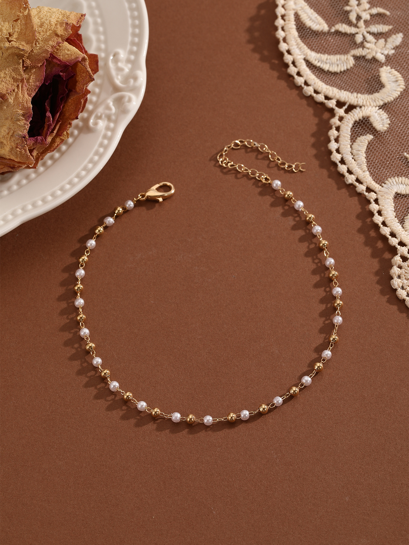 QIAMNI Nachahmung Perle Perlen Kette Fußkettchen für Frauen Mädchen Bein Armbänder Bodychain Sommer Strand Zubehör Hochzeit Schmuck