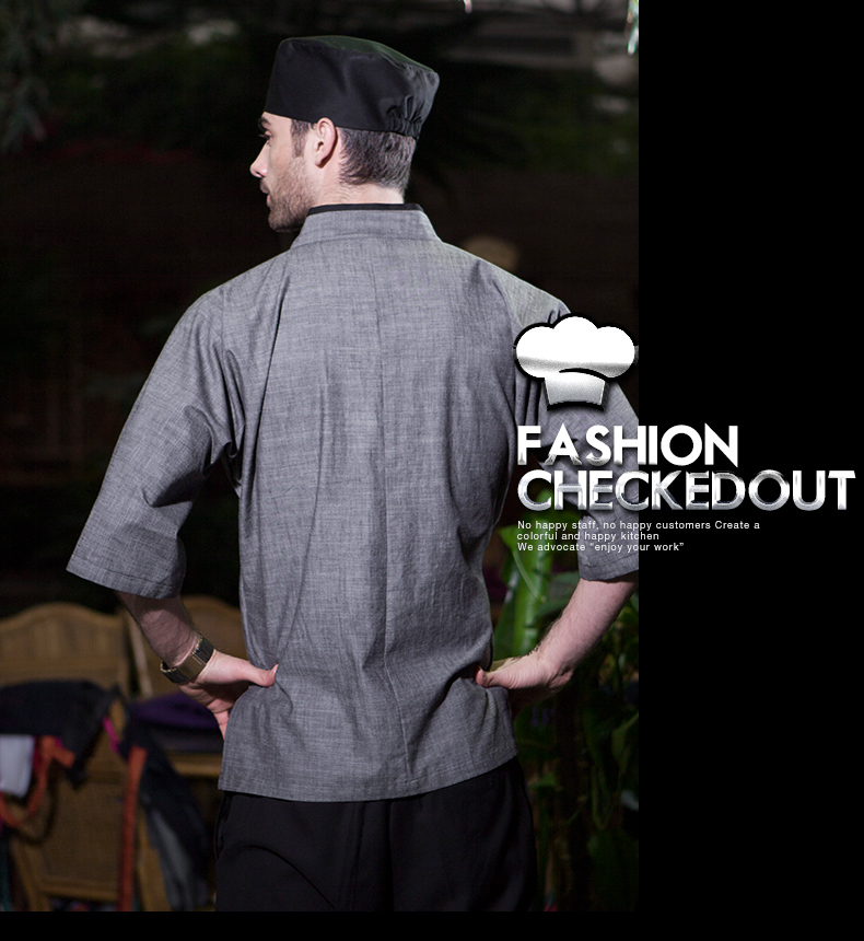 Men Japanese Korea style medium sleeve chef cook uniform top waiter work wear restaurant cook shirt suit G871112