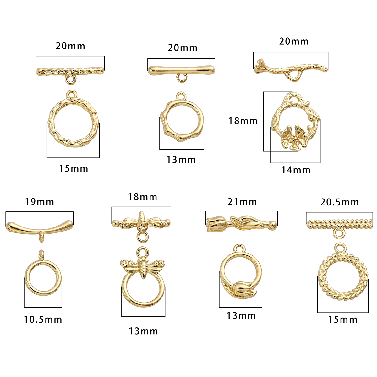 1 set van 14k vergulde messing koperen metalen sluitingen voor het maken van zelfgemaakte armbanden en kettingen.