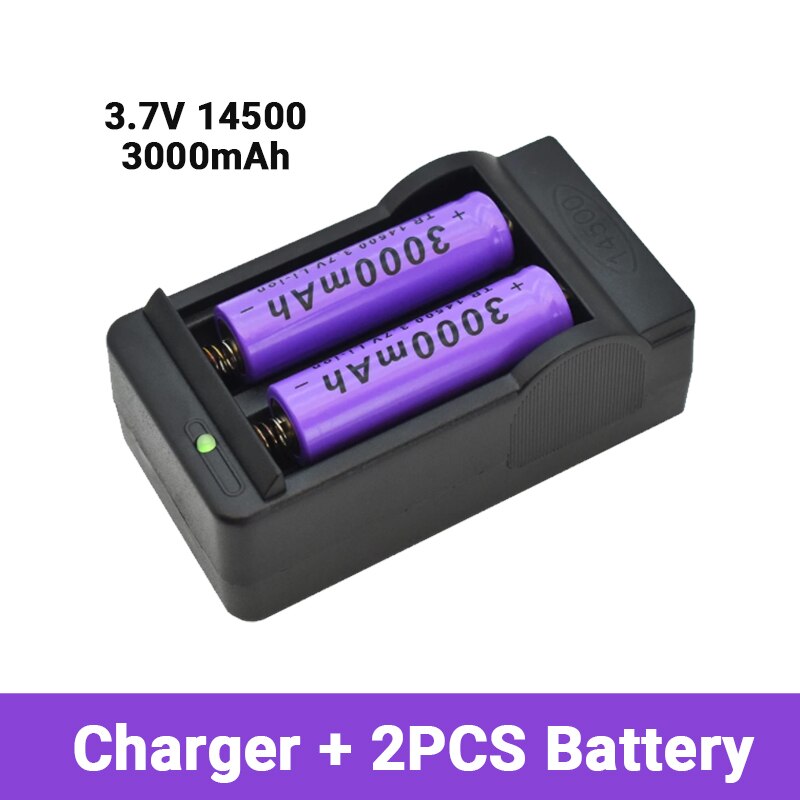 Batterie Lithium haute capacité 14500, 3.7V, 3000mah, Rechargeable, pour lampe de poche LED, jouet,