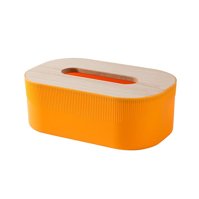 Plastik-Taschentuchbox mit Holzdeckel im Nordischen Schlichtheit-Stil Desktop-Serviettenbox für Wohnzimmer, Badezimmer und Toilette Quadratische Taschentuchbox: schwarz