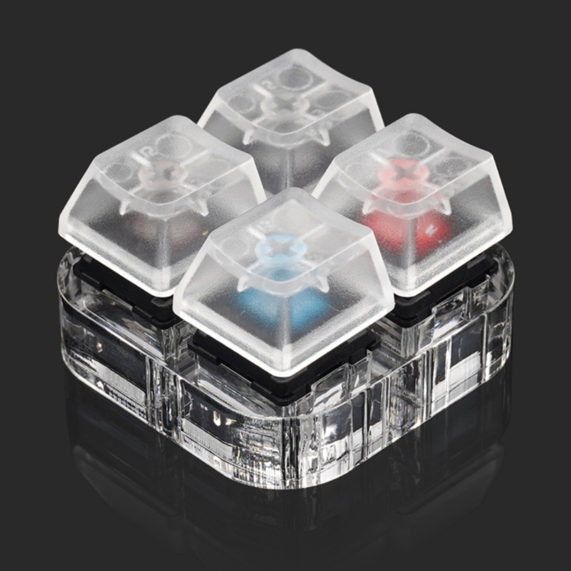 4 Key Caps Mechanical Keyboard Switches Tester Sampler Acrylic Caps Translucent Keycaps Kit for Cherry MX Testing Tool