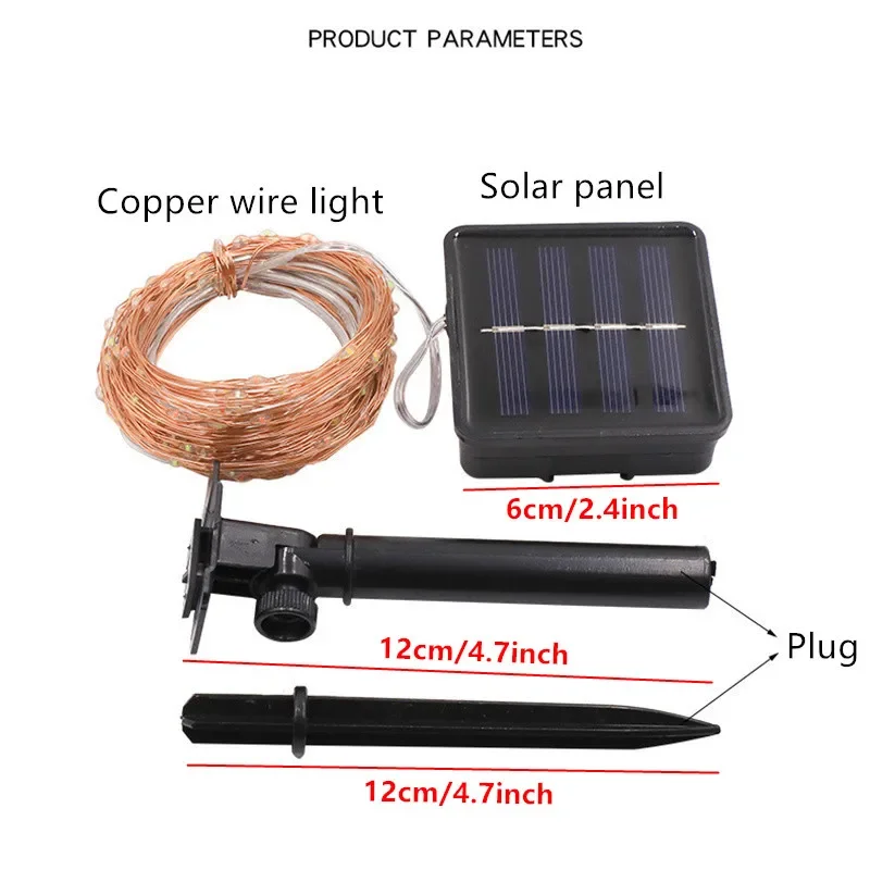 Solar Twinkle String Lights Outdoor LED Copper Wire Light Landscape Camping Garden Christmas Patio Party Wedding Tree Decoration