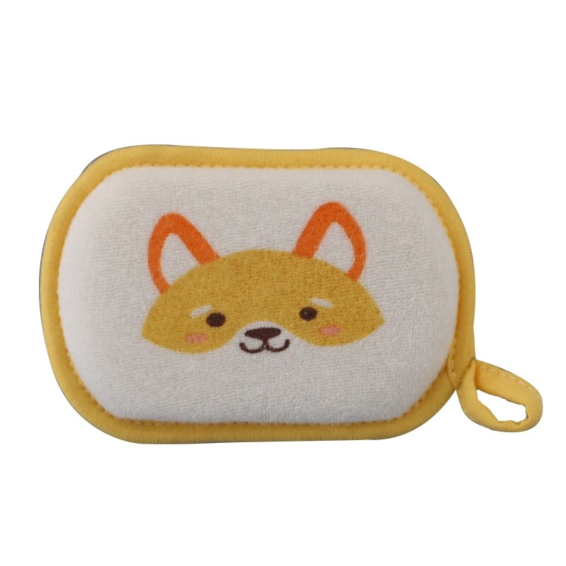 Baby Bad Spons Voor Kids Kinderen Peuters Pasgeborenen Volwassenen Cleaningtowel Borstel Zachte Bad Schuim Douche Spons: Fox yellow