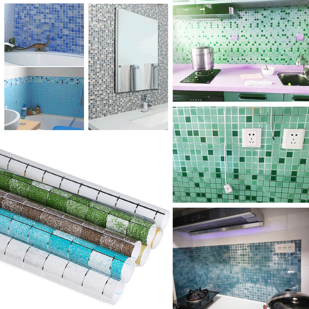 Aluminium olietæt folie selvklæbende mosaik fliser vandtætte klistermærker køkken wall stickers til hjemmet badeværelse indretning tapet