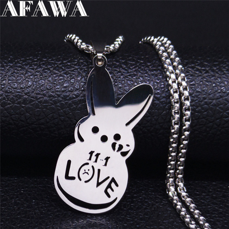 Kpop Lil Peep Rabbit Sad for Love Couple Pendant Necklace for Women Men Stainless Steel Music R.I.P Chain Jewelry Collar Fans