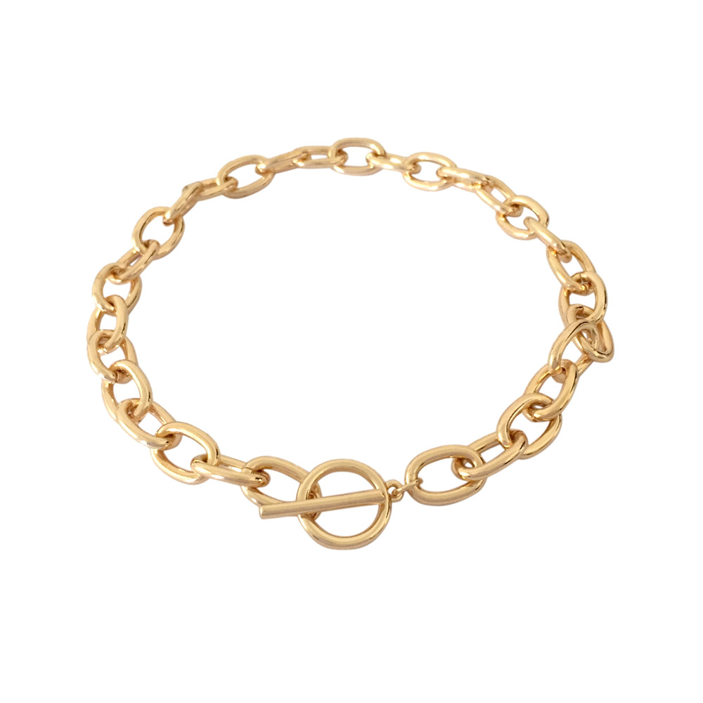Kausalen Gold Farbe Überzug T bar O bar Keine Erweiterung Kette Choker Halskette Für Frauen Mädchen