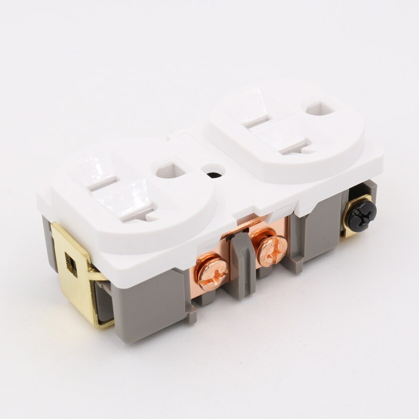 2 pieces HiFi copper Plated US 20A AC Duplex Receptacles Wall Outlet Power Distributor