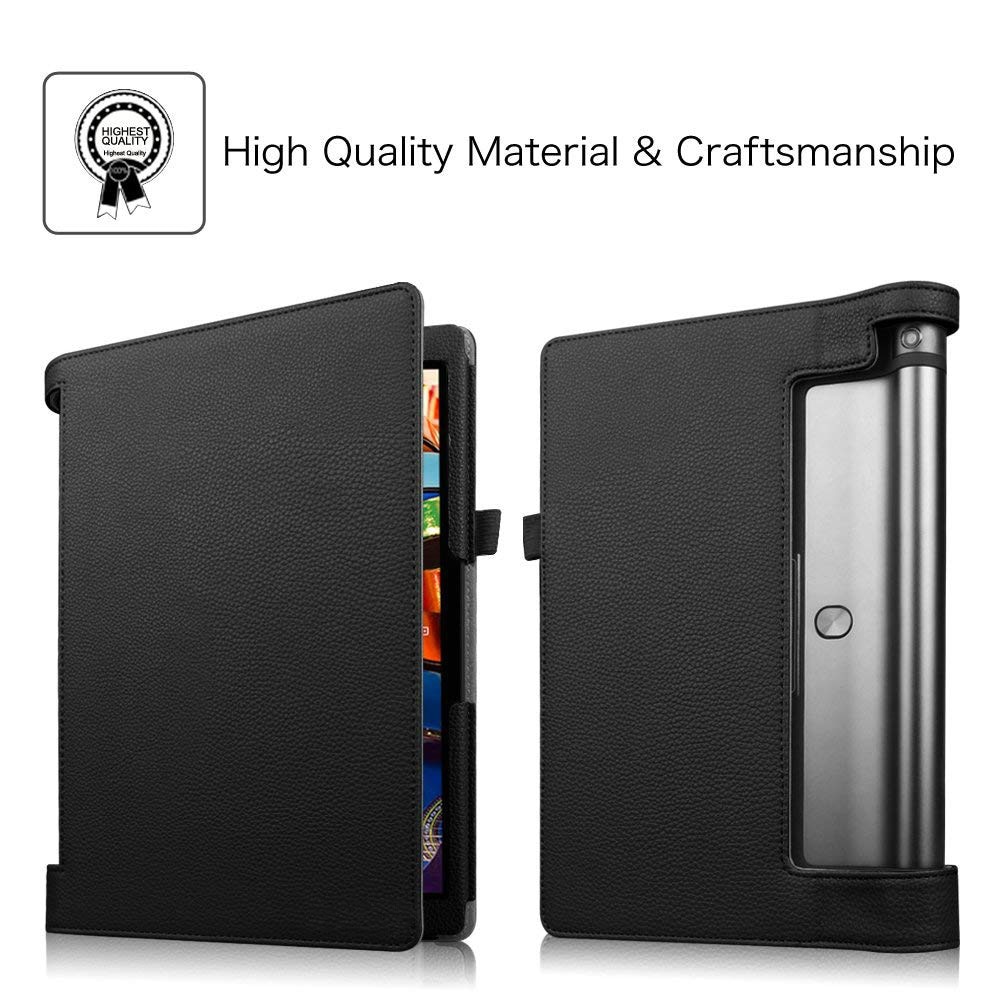 Beschermhoes voor lenovo yoga tab 3 10.1 opvouwbare standaard, pu-leren hoes, yoga tab 3 10.1 yt3-x50f x50f x50m tablethoes van glas