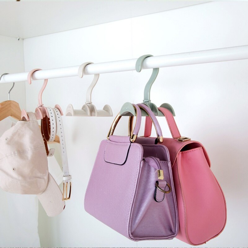 360-degree Rotation Closet Organizer Rod Hanger Handbag Storage Purse Hanging Rack Holder Hook Bag Clothing Hanger