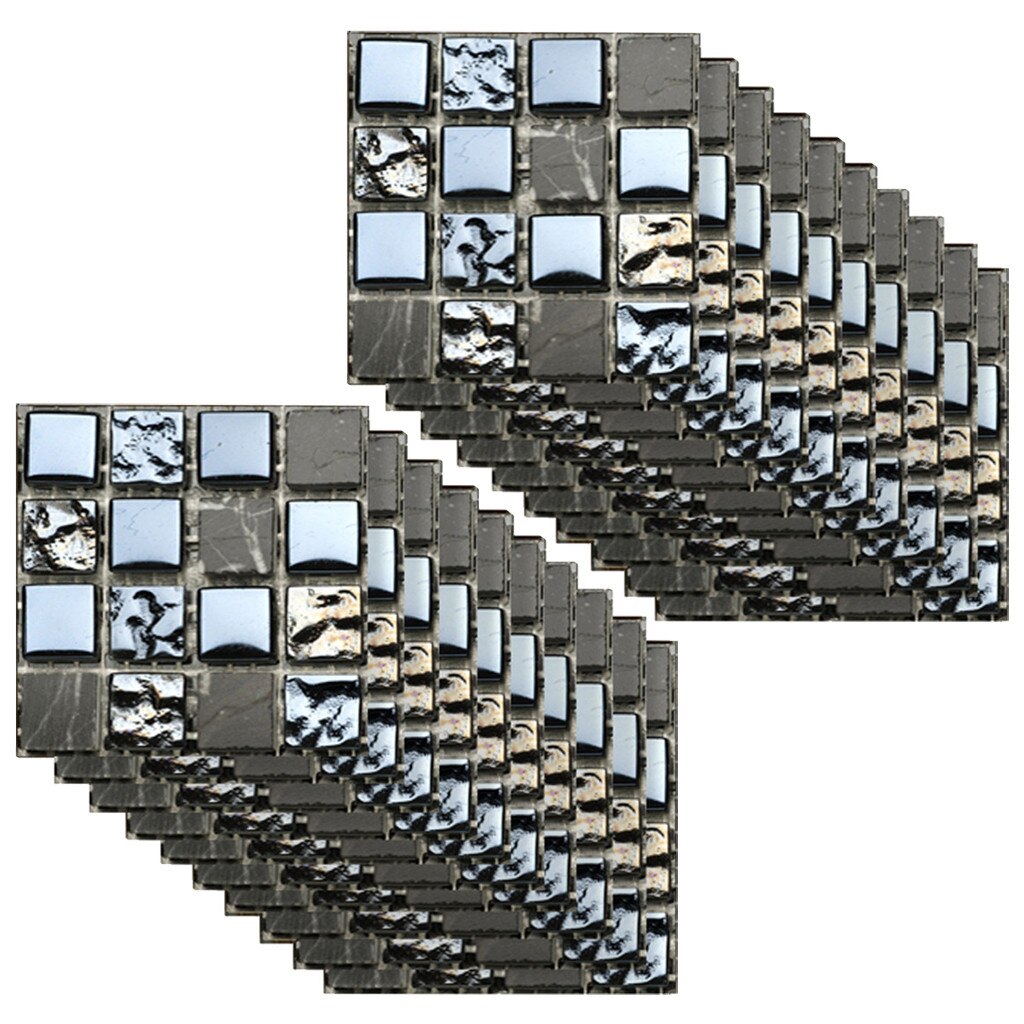 20PCS Self-adhesive Wall 3D Tile Sticker Wallpaper Waterproof Wall Covering Bathroom Kitchen Home Decor DIY Background /d: C / 10X10cm  30 PCS 