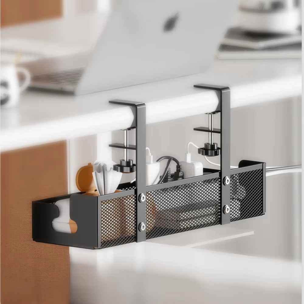Opbergrek onder bureau Draadaansluiting Opbergrek Hoge capaciteit Hoge draagvermogen Clip-on opbergrek onder de tafel