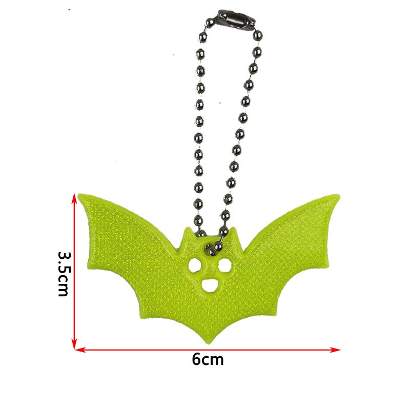 10Pcs Halloween bat Small Sequin Glitter Keychains Reflective bag Pendant Night Riding Walking Bike Reflector key ring
