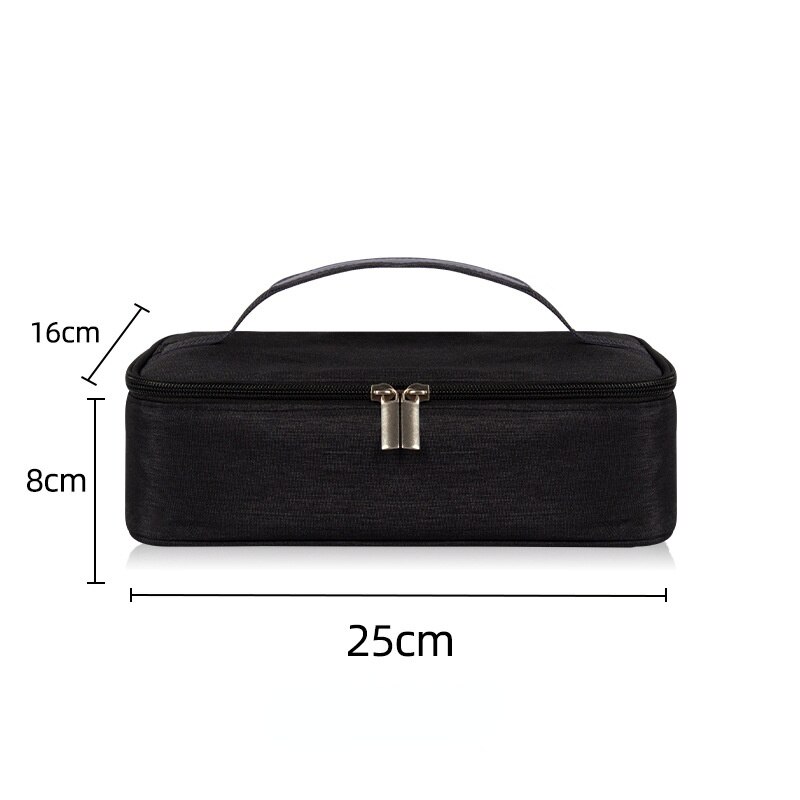 Vierkante Draagbare Lunch Tas Geïsoleerde Lunch Box Zak Aluminiumfolie Verdikte Lunchbox Tas Geschikt Voor Studenten En Kantoormedewerkers: Black