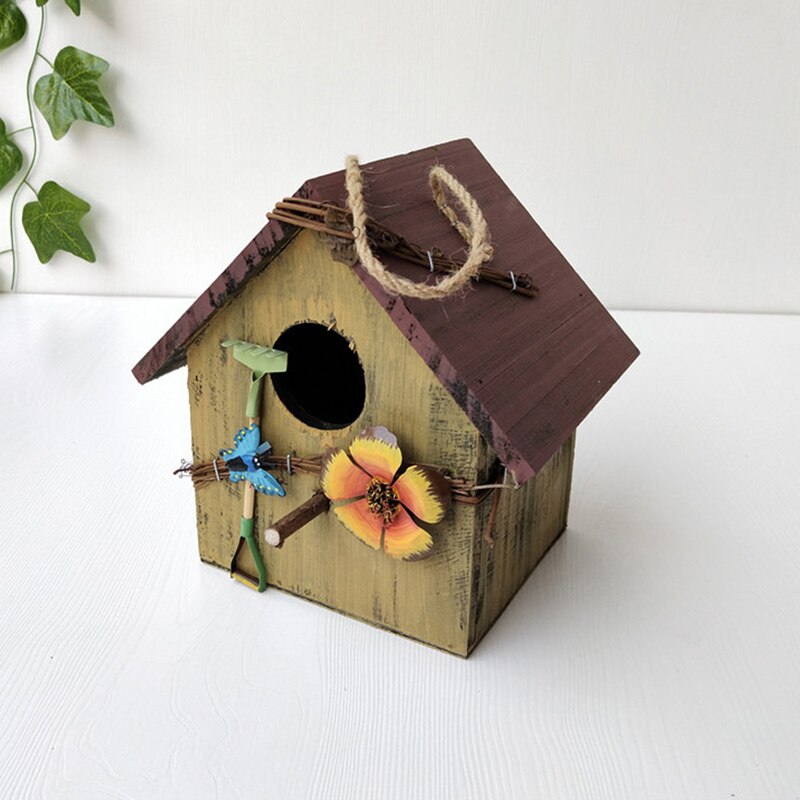 Opknoping Houten Vogel Huis Nest Decoratieve Vogelhuisjes Tuin Decor Diy Vogelhuisjes Voor Crafting Creëren Vogel Doos: 1