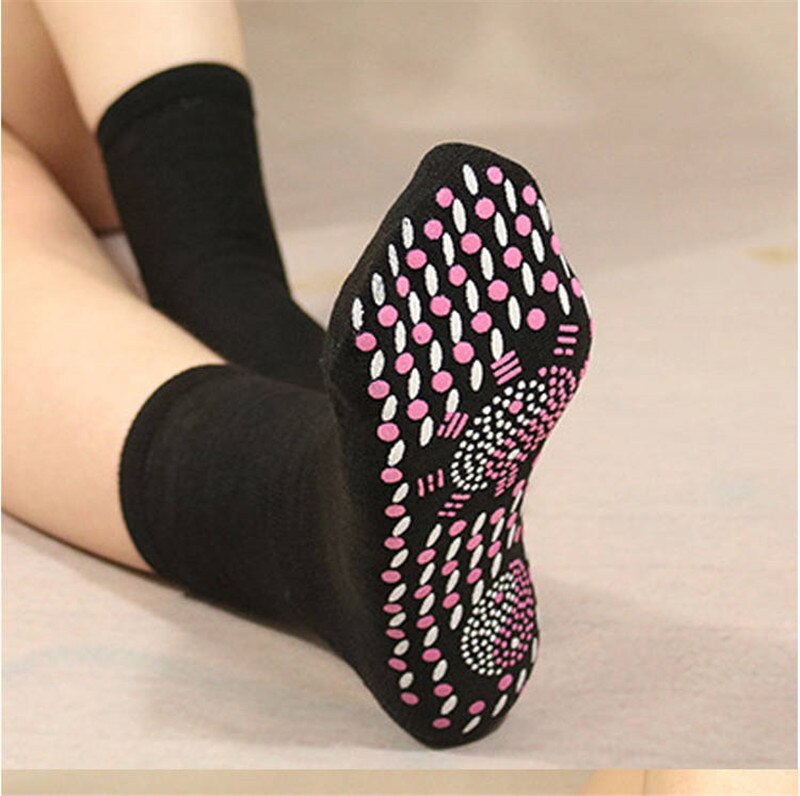 Self heating electromagnetic socks breathable massage warm foot socks sports winter outdoor ski socks Magnetic therapy socks: black