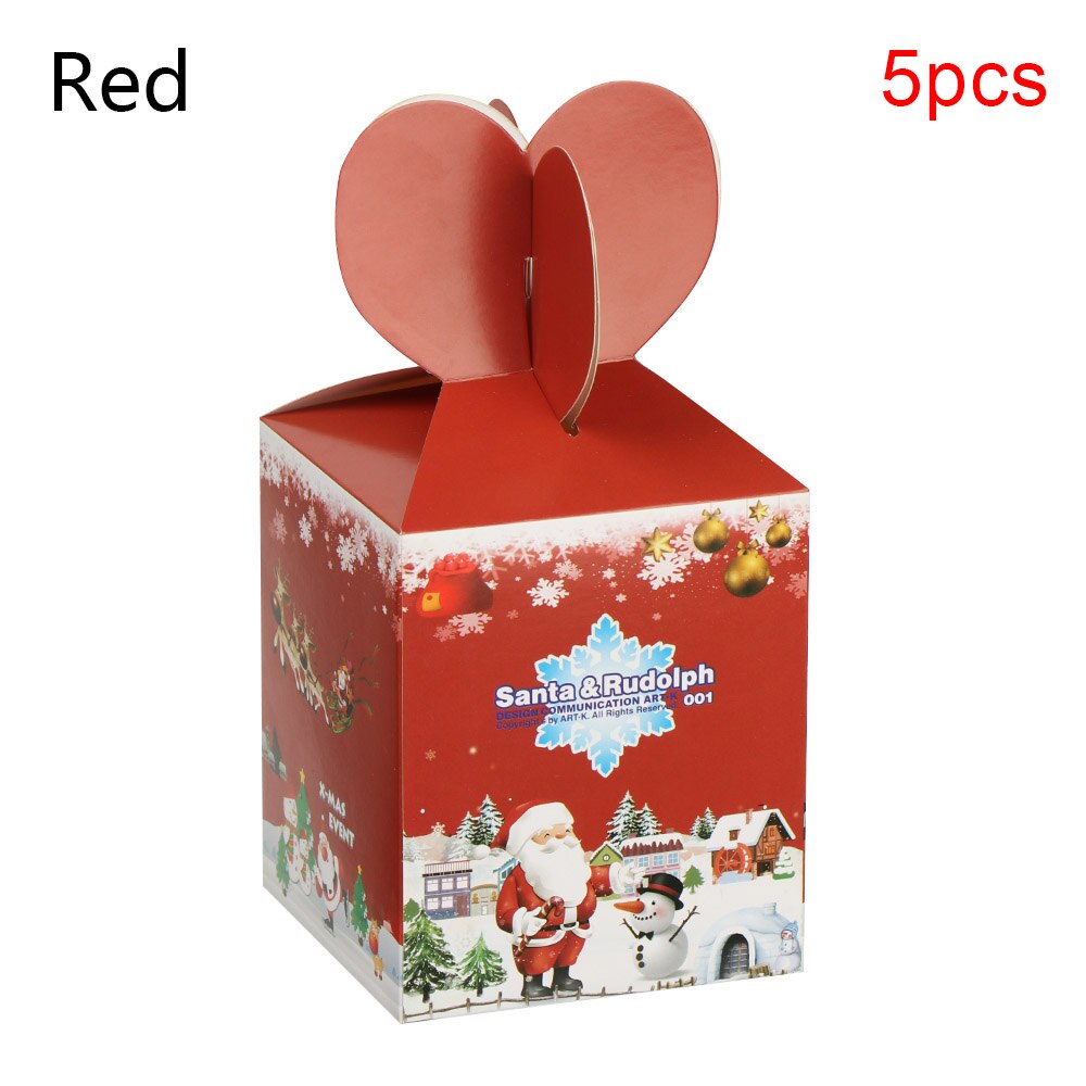 5 stk / sæt glædelig jul slikpose taske juletræskasse papir æblekasse slikpose containerforsyning dekoration: Rød