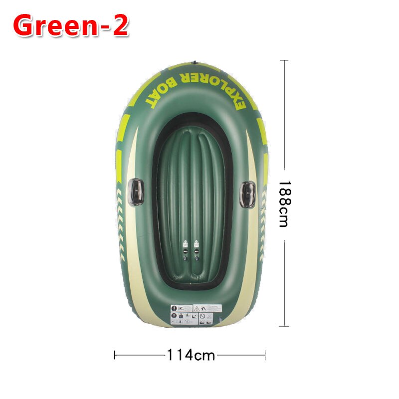 1/2 person pvc oppblåsbar robåt kajakk tykkere kano roluftbåt for drifting dykking fiske strand svømmebasseng drift o: Grønn 2