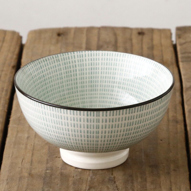 Nordic machine-printed under-glazed ceramic tableware Japanese 4.5-inch high-foot anti-scald soup bowl millet rice bowl: B-8