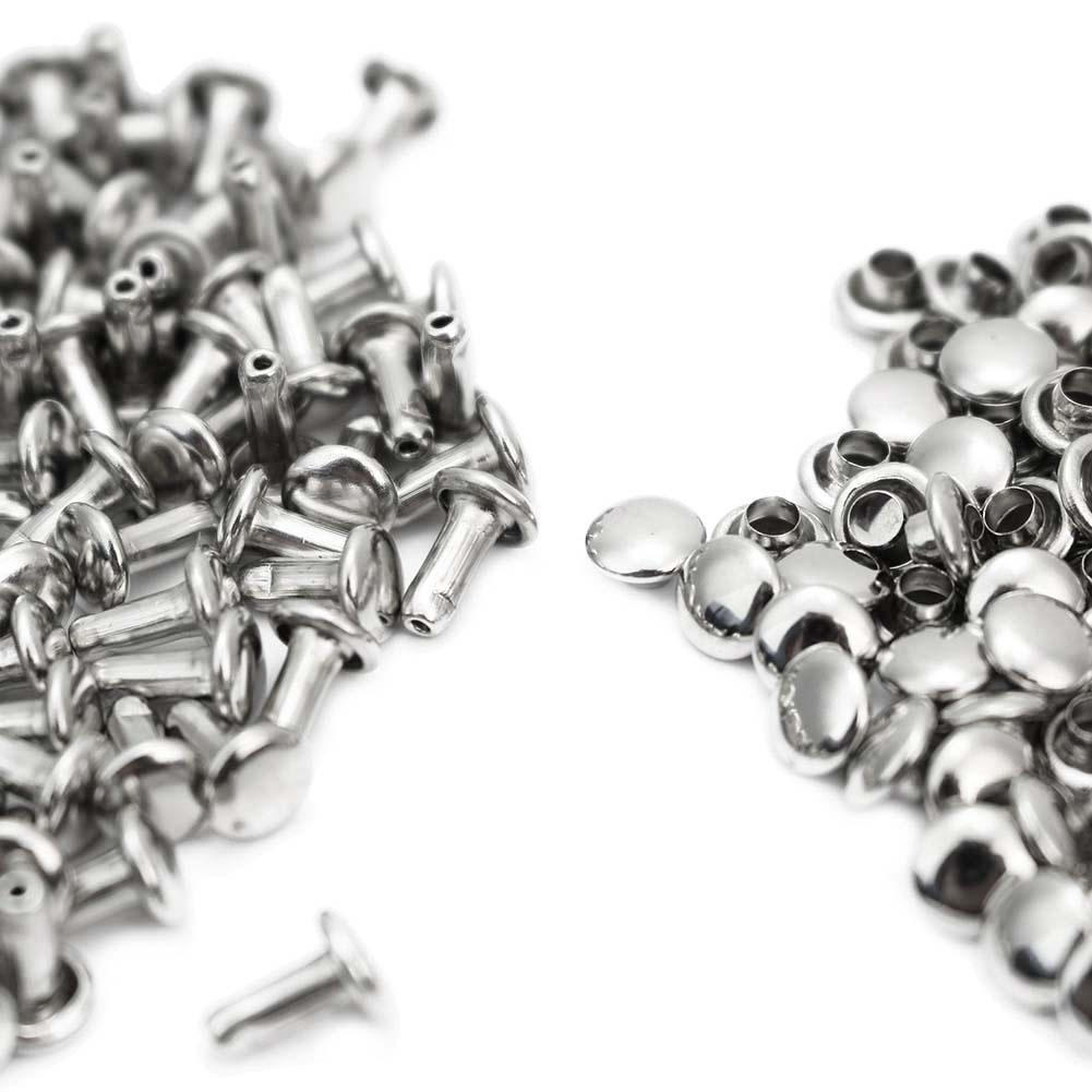 100x 6mm Round Double Cap Rivets Stud Rapid Rivets Bag Shoes Leather Craft Decorations diameter Studs Leather craft rapid rivets