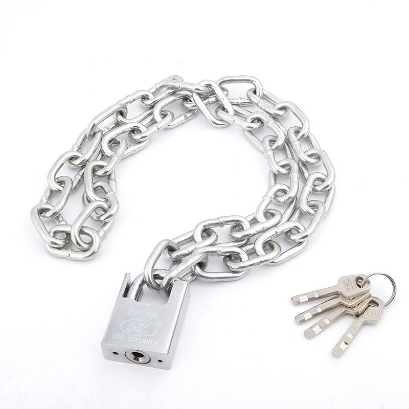 1set 0.5-2M lengthen Steel Chain lock padlock with key Anti-theft Security for big door Bicycle locking Hardware Improvement: 1.5M Chain long