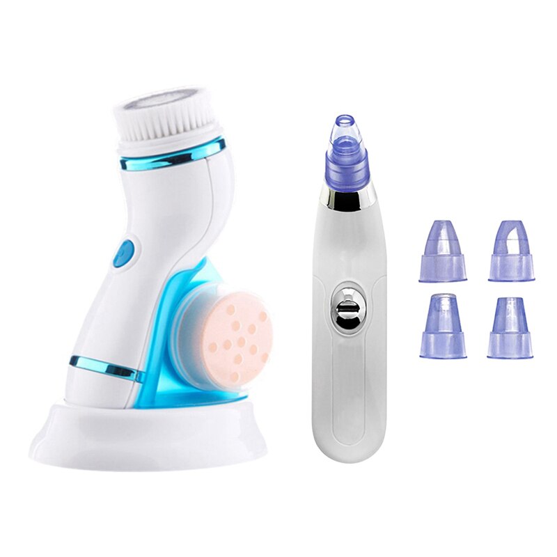 4 in1 Electric Face Cleanser Facial Washing Brush Ance Blackhead Remover Deep Cleansing USB Rechargeable Cleaning Machine: SET 1