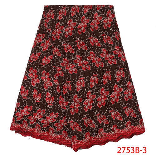 African Dry Lace Fabric Swiss Voile Lace In Switzerland Nigerian Cotton Lace Fabric with Stones KS2753B-4: Picture 3