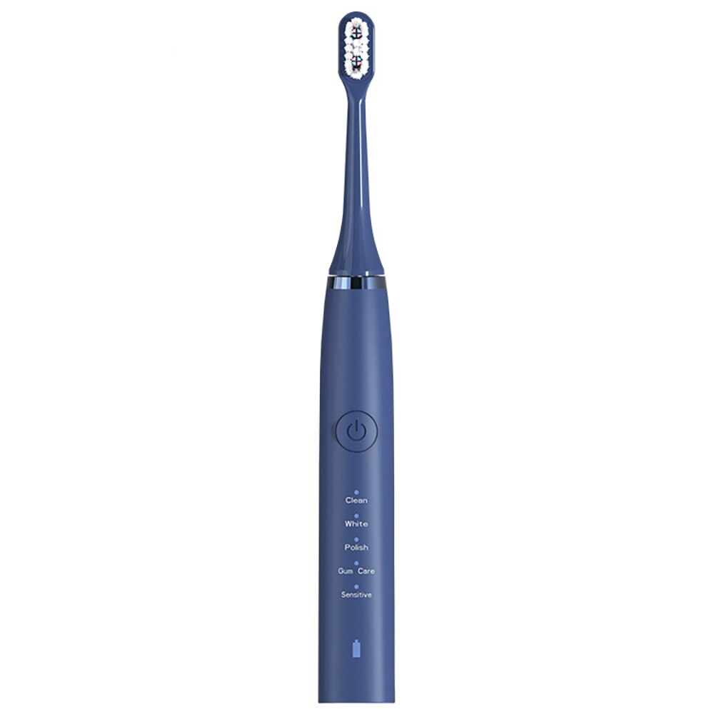 Luminous 8LED Lamp Bead Electric Toothbrush Blue Light Ultrasonic Toothbrush Head Cleaner Adult Automatic Smart Teeth Whitening: blue