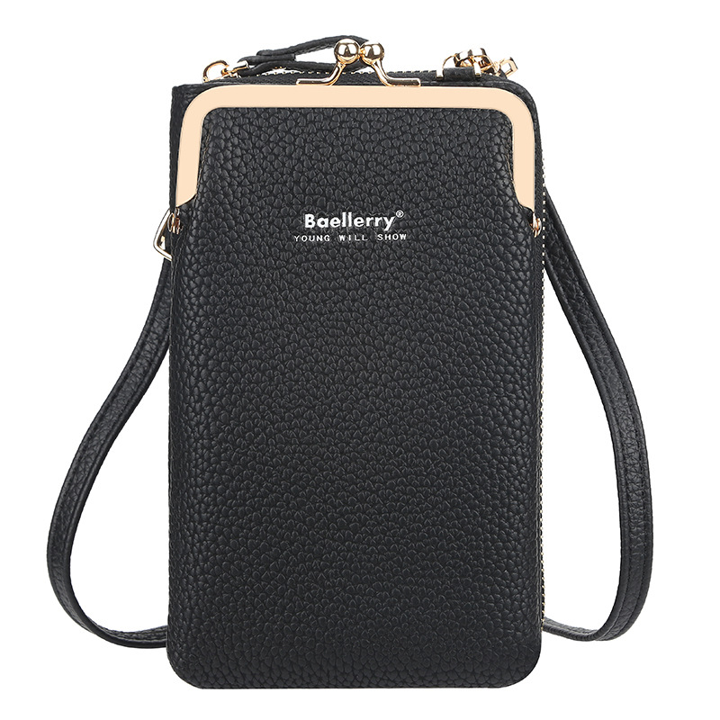 Baellerry Small Shoulder Crossbody Bag Women Cellphone Bag Daily Use Card Holder Phone Purse female Wallet Yellow Bolsas: N8601black
