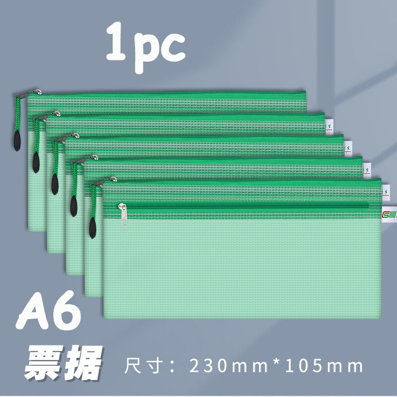 Double Zipper Plastic Folder File Envelope A4 A5 A6 B5 Poly Stationery Storage Waterproof PVC Organizer Bag: A6 Green