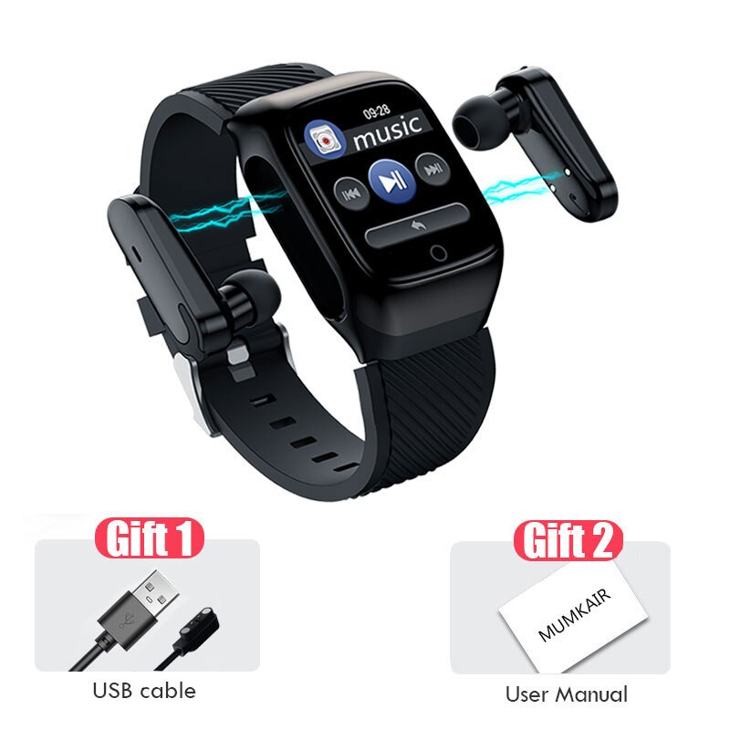 Bluetooth Headset 5.0 And Wristband 2 in 1 Watches Headset HIFI Stereo Sports Waterproof Wristband With Headset And Microphone: Default Title