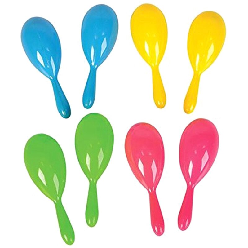 24 Maracas de neón, brillante y colorida, ruido de de año , Maracas de neón de 4 pulgadas-Carnaval mexicano, Luau o Classroo: Default Title