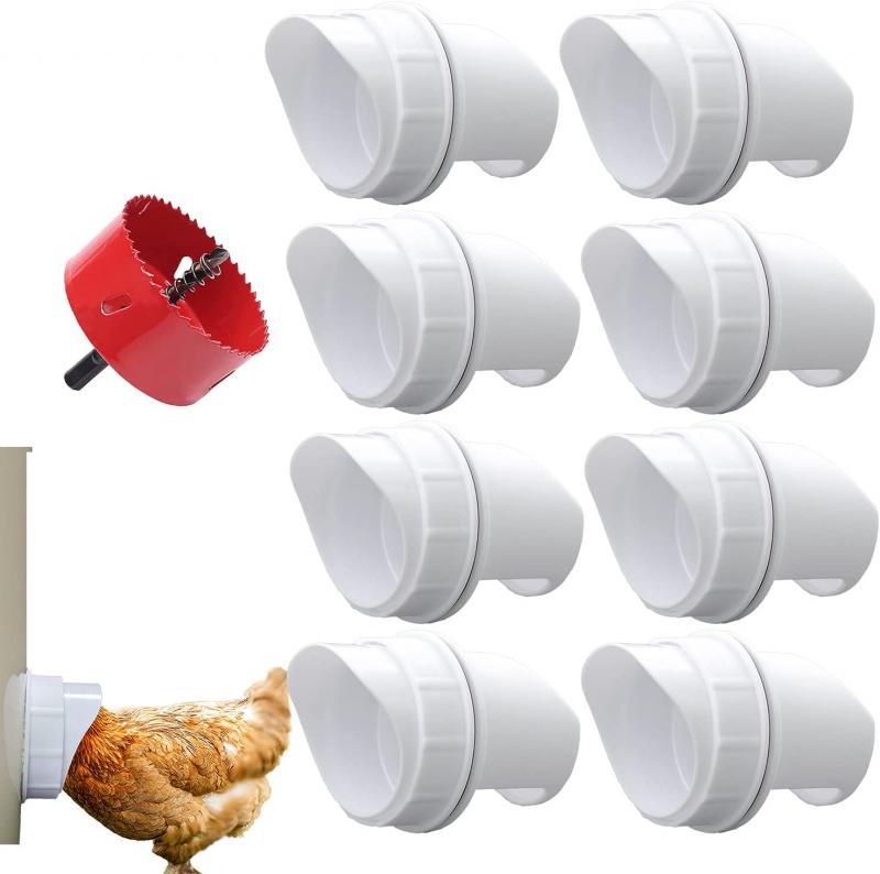 5pcs/set Chicken Feeder Automatic Port Rain Proof Poultry Feeder Suitable For Buckets Barrels Bins Gravity Feed Kit Troughs