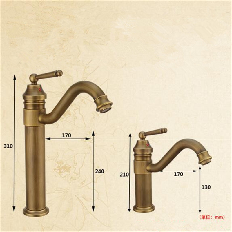 Wastafel Kranen Antiek Brons Badkamer Kraan Warm & Koud Messing Badkamer Wastafel Kraan Dek Gemonteerd Lavotory Kraan Mixer Waterkraan