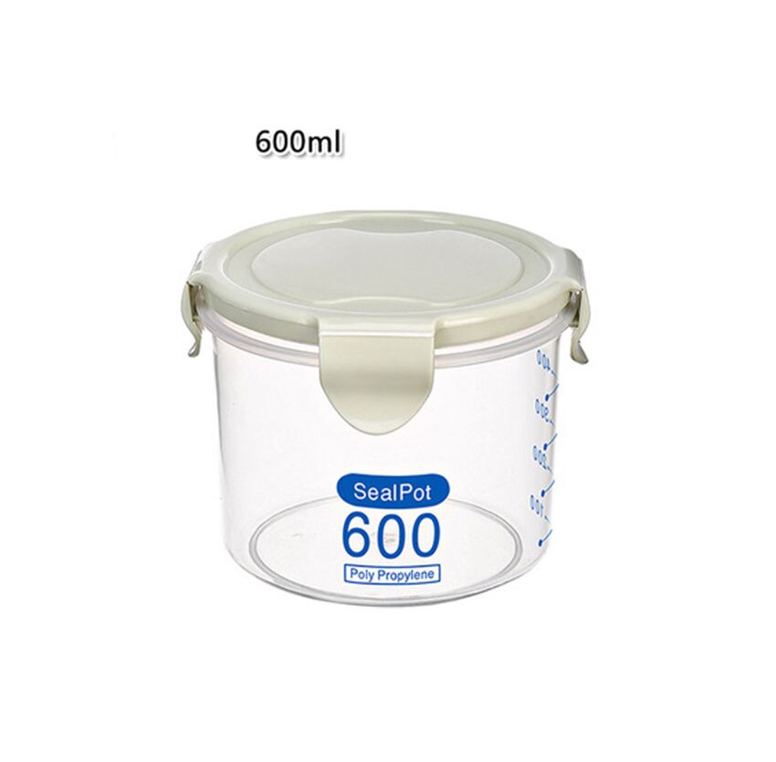 Household Kitchen Storage Box Sealing Food Preservation Plastic Fresh Pot Container Refrigerator Milk Powder Snack Storage Box: Green / M