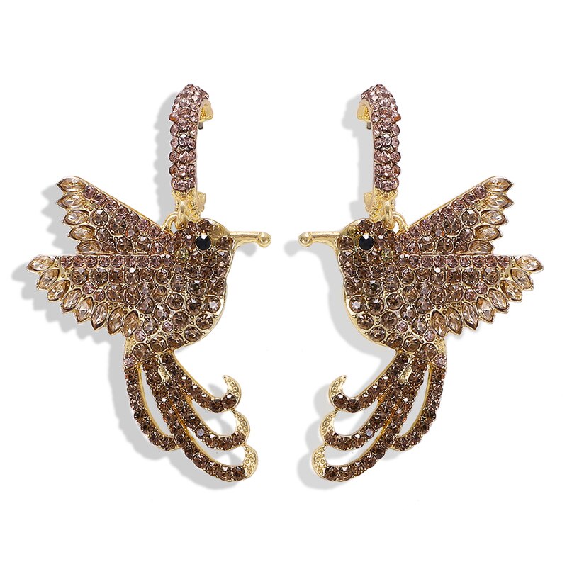 Dvacaman Schichten Kristall Vogel Ohrringe Papagei Strass Boho groß Baumeln ErkläSprosse Ohrringe für Frauen Hochzeit max Schmuck