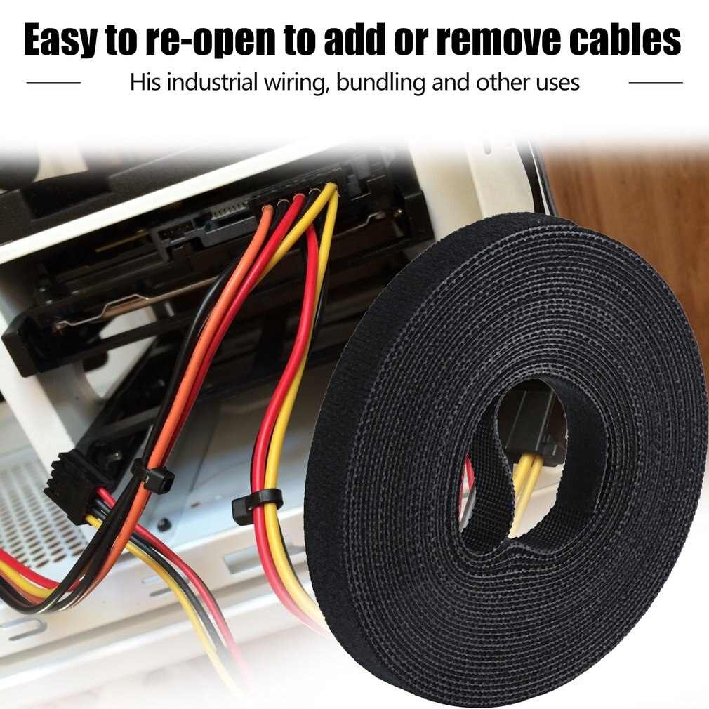 Sort nylon kabel manager winder kabel clips binder bælte magiske klistermærker strap magiske klistermærker praktisk