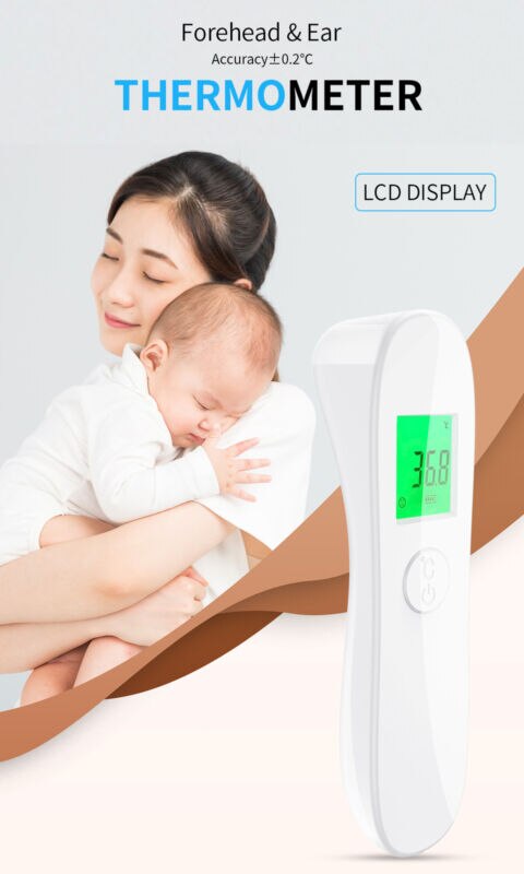Baby Infrarood Elektronische Thermometer Zonder Batterij Lcd Digital Non-Contact Ir Infrarood Thermometer Voorhoofd Temperatuur Meter