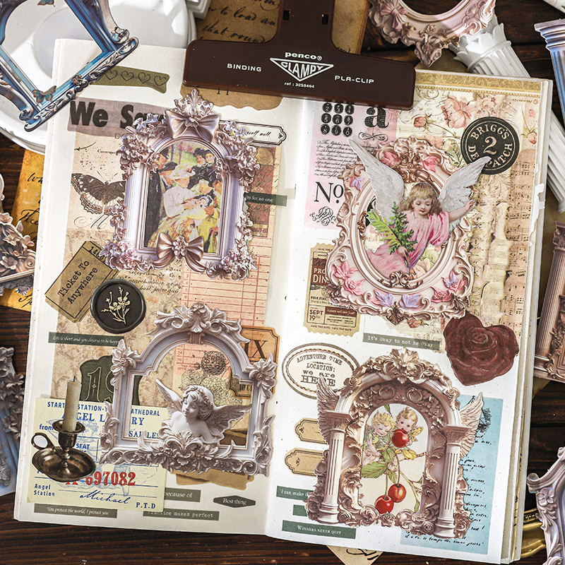 10 Sheets/Bag Embossed Hollow Window Frame Stickers DIY Scrapbooking Journal Planner Notebook Phone Case Office Stationery