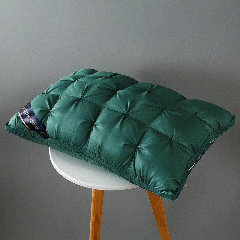Oreillers de literie 3D Standard, oreiller de luxe 100% en plumes d'oie grises et blanches, pour la maison, l'hôtel, pour adultes: green 1pcs / 48x74cm Low 850g