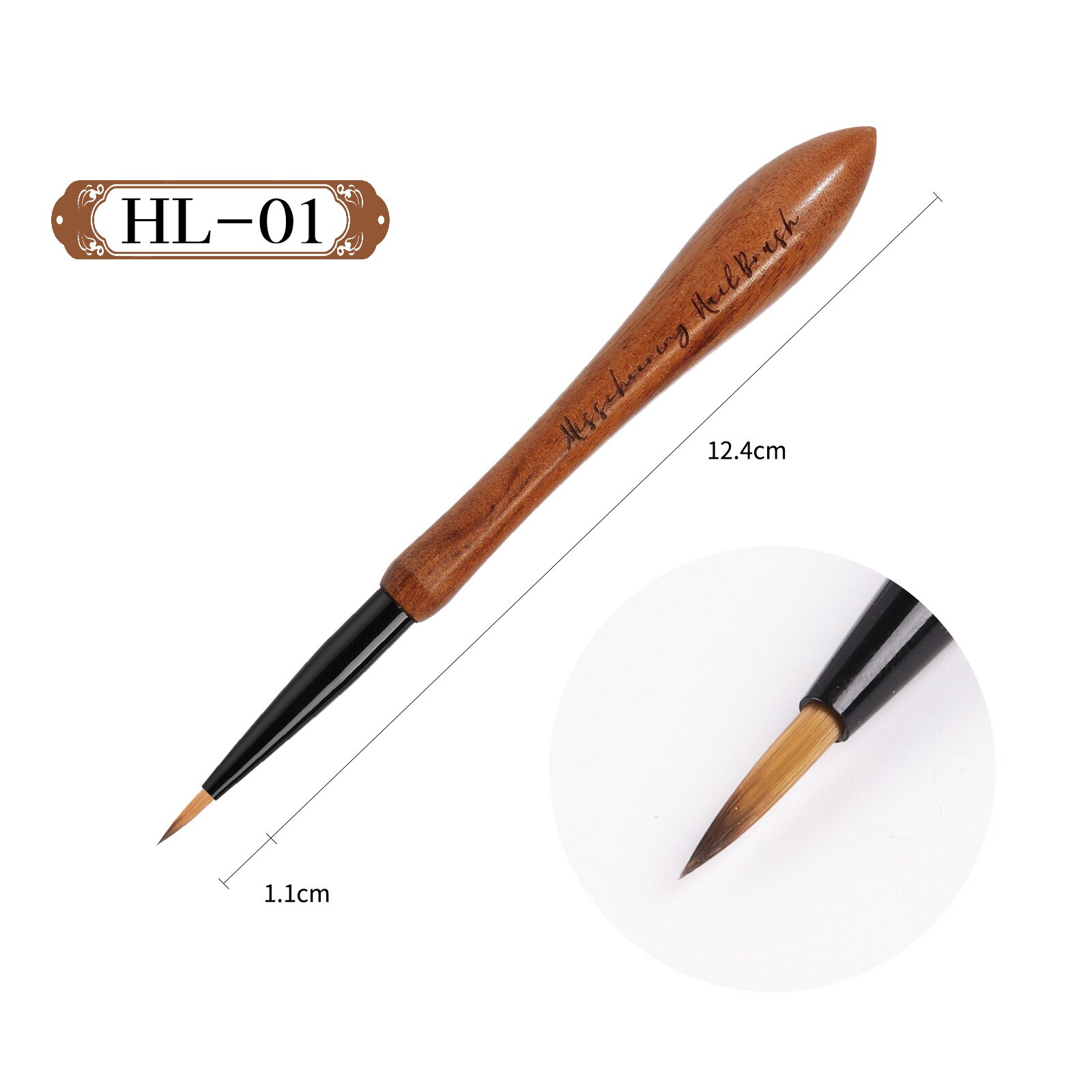 1Pcs Japan Kalebas Walnoot Hout Nail Art Brush Dot Tekening Schilderen Carving Geleidelijke Verven Franse Uv Builder Gel Polish liner Pen: HL01